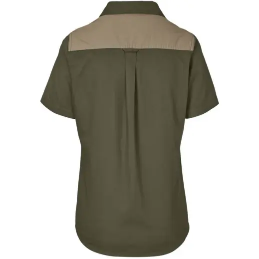 Ladies Short Sleeve Serengeti 2-Tone Bush Shirt Military Green Back